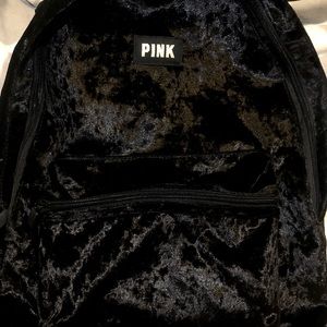 Black velvet PINK Victoria’s Secret backpack